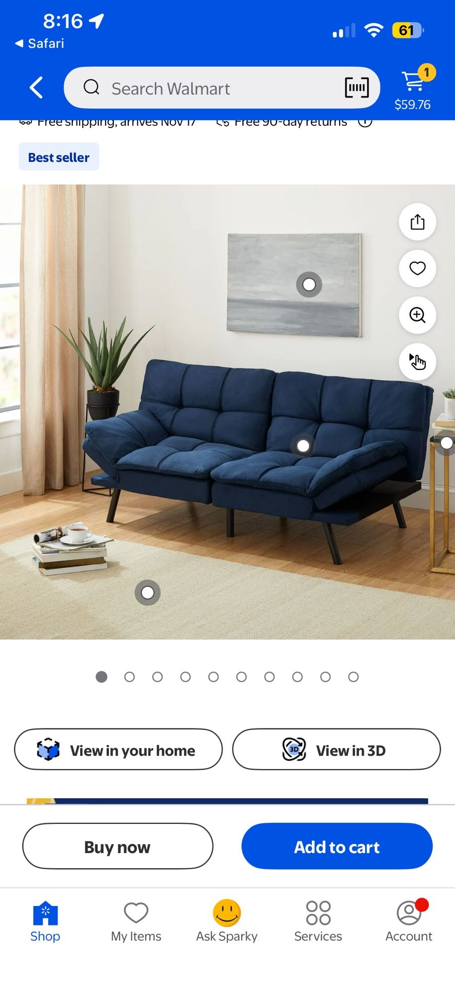Blue Futon Couch
