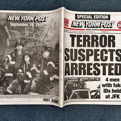 Vintage New York Post newspaper after the towers fell 9/14/01