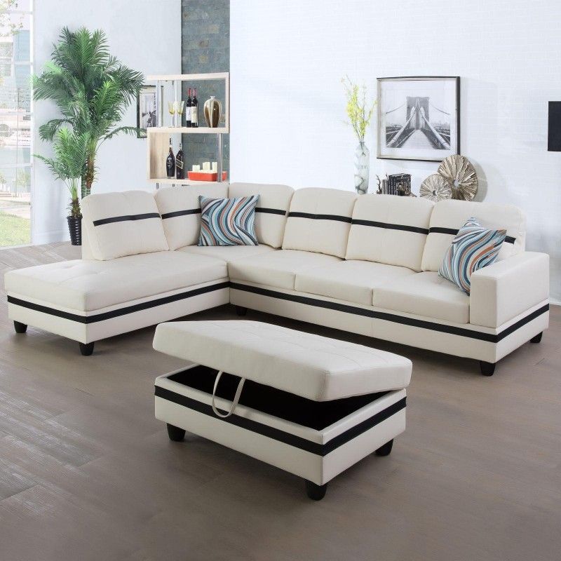 black synthetic leather sectional sofa family living space footrest bundle furnishings for sales near me