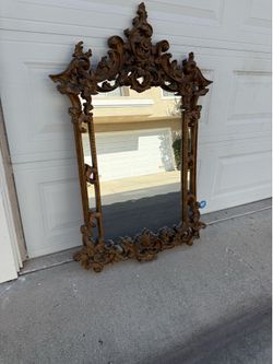 Large Ornate Gold Rococo Style Vintage Mirror