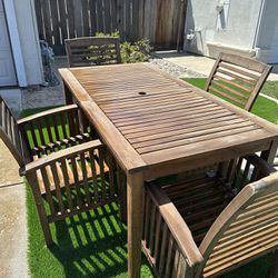 Pier 1-Acacia Wood Outdoor Slat Top Dining Table & 4 Chairs 