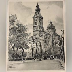 Herman Verbaere Fine Art Print Vintage Original Antique BELGIAN / BELGIUM SKETCH Ghent Gent East Flanders Mid Century Modern MCM