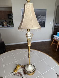 Vintage Lenox Quoizel Ivory Porcelain Brass Table Lamp