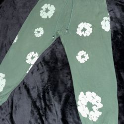 Green Denim Tear Sweatpants