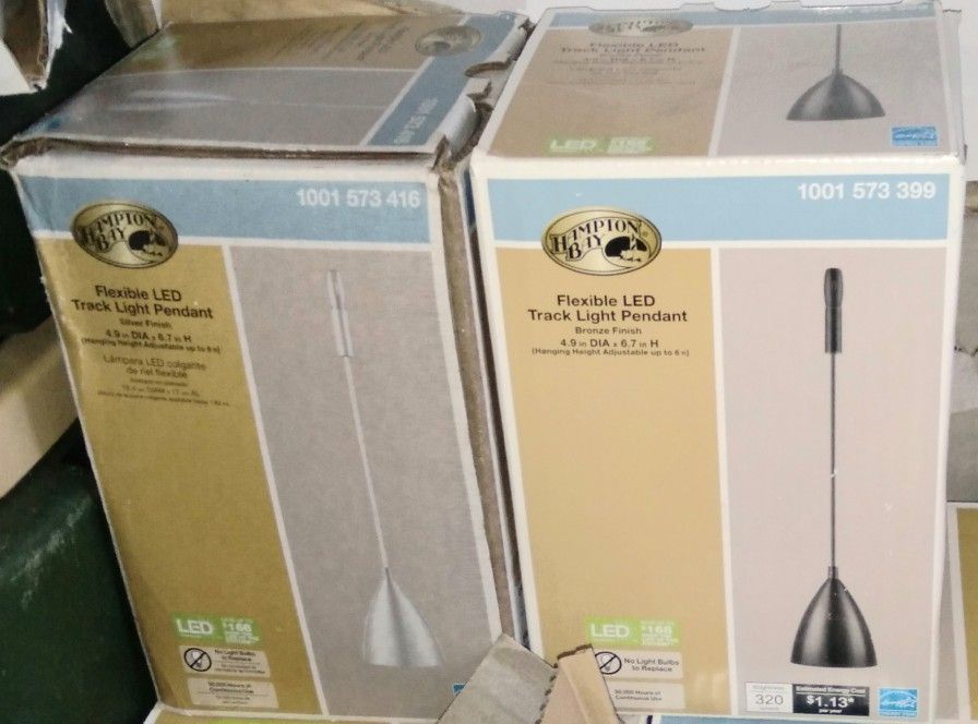 Track Light Fixtures Single Pendant and Four In Row Track Lighting