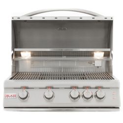 Blaze 32-Inch 4-Burner LTE Gas Grill with Rear Burner and Built-in Lighting System LP/NG Available W/FREE Blaze Pizza Stone