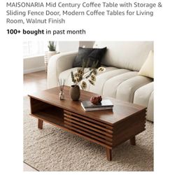Wooden Coffee Table with Sliding Door