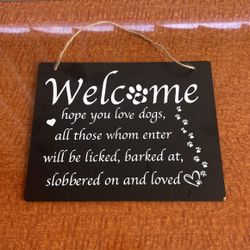 Welcome Chalkboard Dog Sig