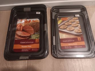 Great  Gatherings 3 piece Roasting pans & 3 piece Baking  Sheets - New