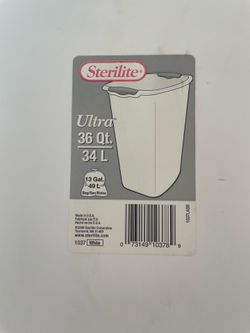 Sterilite Ultra 36 Qt White Plastic Trash Can Wastebasket Bin 34L 13 Gal Bag