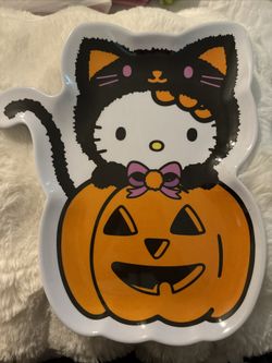 Hello Kitty Black Cat with Pumpkin Melamine Halloween Plate