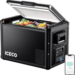 E287-VL45 ProS Portable Refrigerator, Multi-directional Lid, Dual USB & DC 12/24V, AC 110-240V, 45L Steel Compact Refrigerator Powered by SECOP, 0℉ to