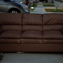 Comfy 3-Seater Leather Sofa- Great For The Garage