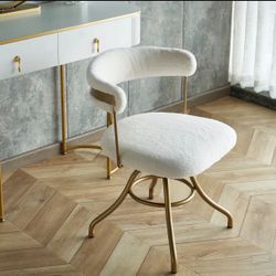 Rosdorf Park Milahni faux fur gold metal frame vanity chair