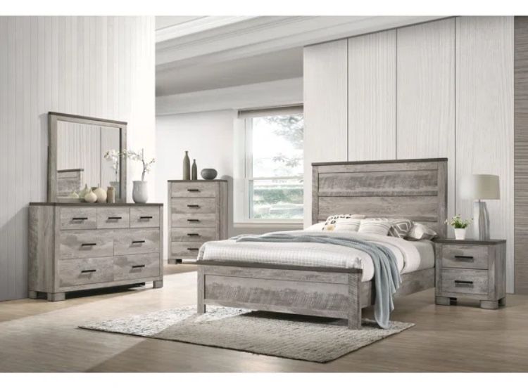 King Size Bedroom Set With Dresser and two Night Stand and Chest No Mirror 