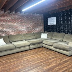 Delivery Available green L shape sectional sofa couch