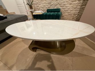Gold Oval Marble Coffee Table