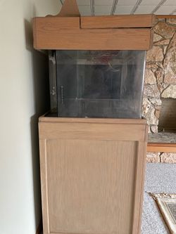 Fish tank with wooden cabinet stand