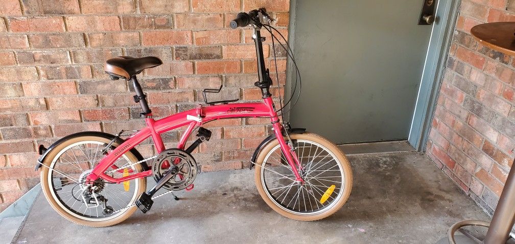 Red Citizen Miami Folding Bike with Accessories