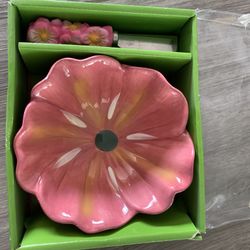 Flower Dip Bowl Set With Spreader 