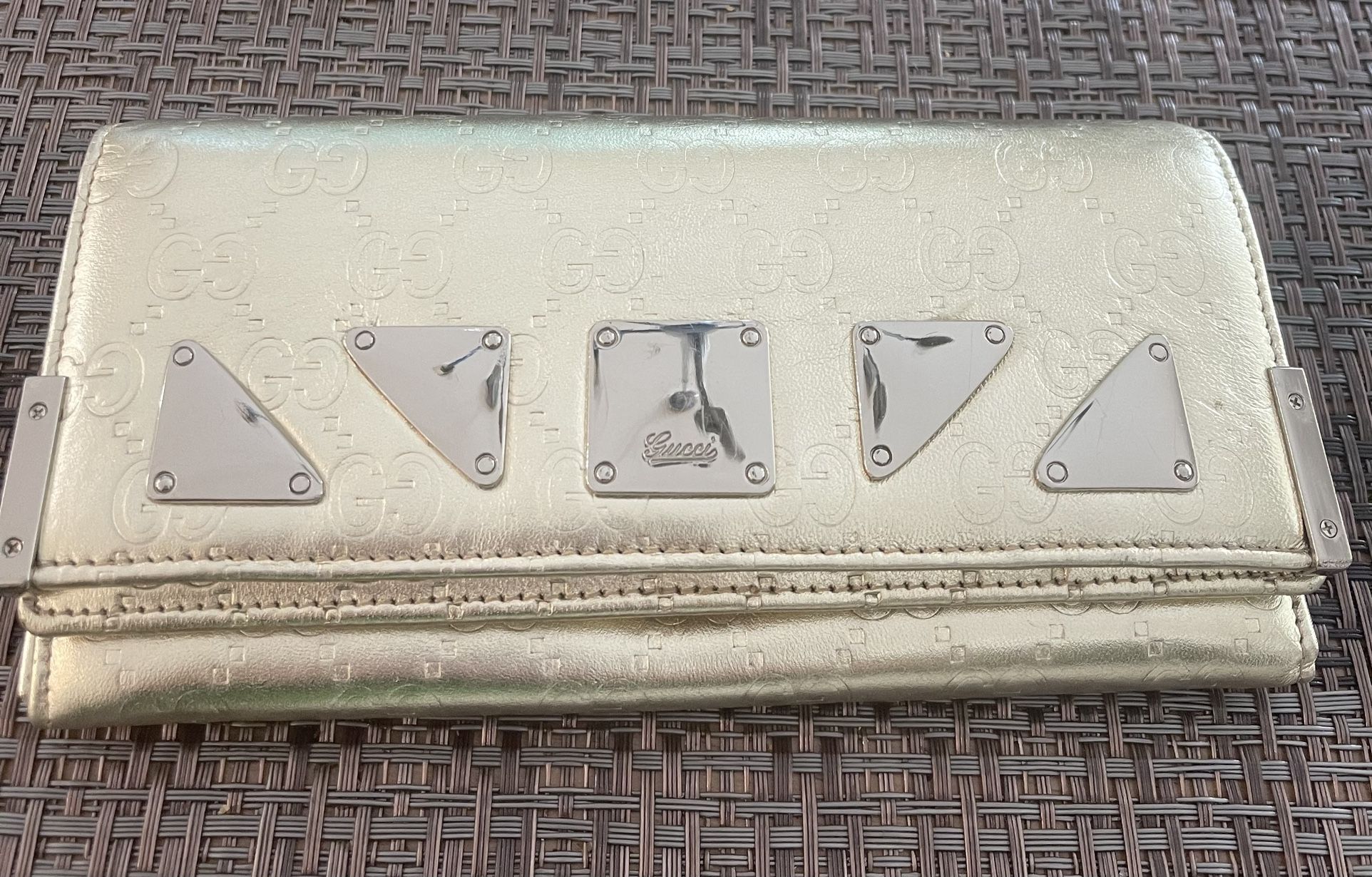 Gold patent leather wallet or clutch