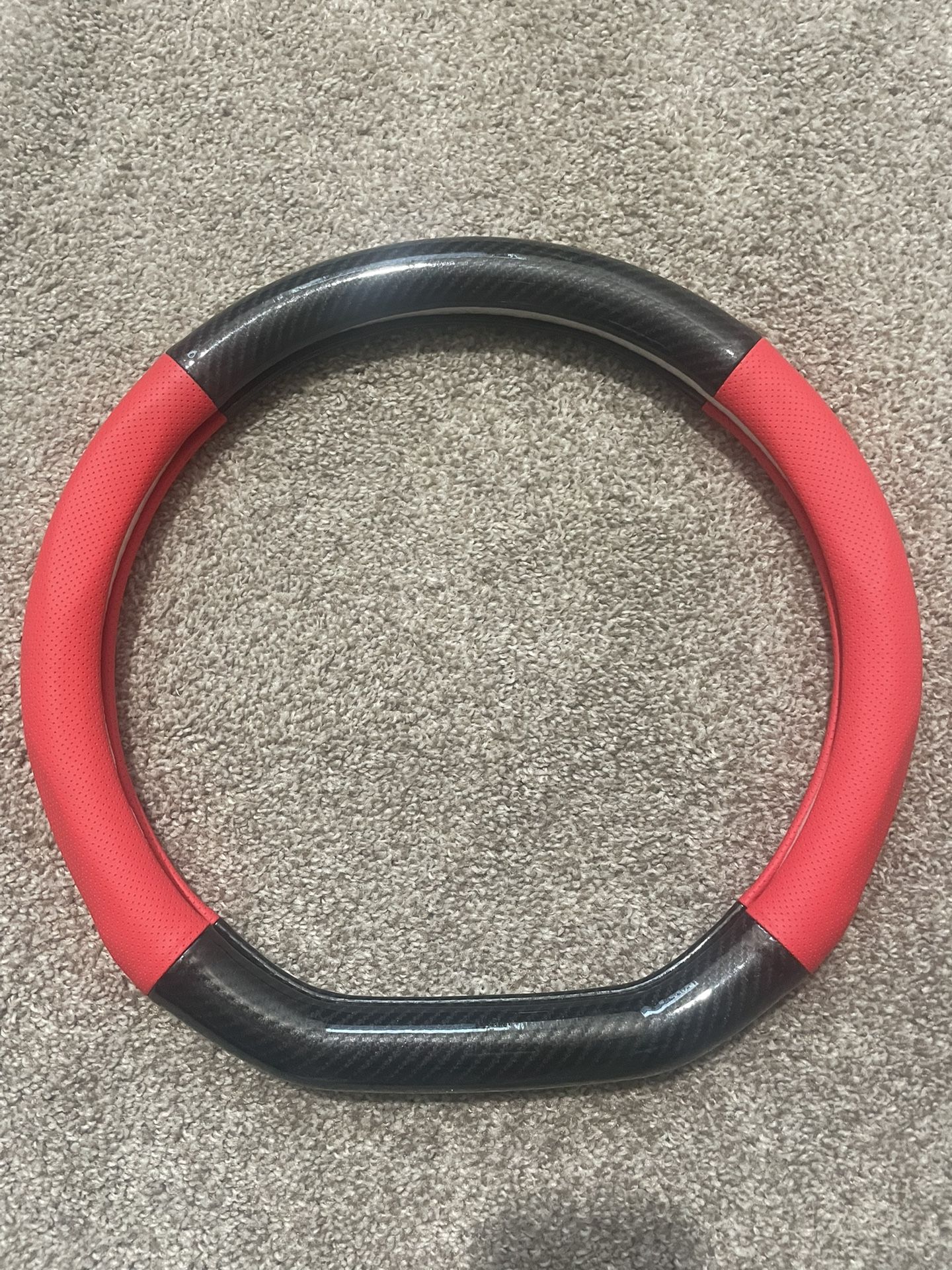 Red/Carbon Fiber Steering Wheel Cover For 6th Gen Camaro/C7 Corvette