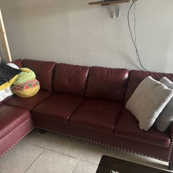 Red leather couch