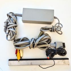 Lot Of 3 Wii Power Supply AC Adapter + Wired Sensor Bar + AV Cables
