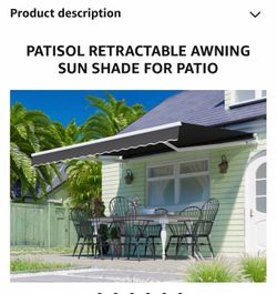 Patisol AW-M1100 Retractable UV-protection Awning 8’x7’ perfect for the summer sunlight protection, New In Box! Free Delivery!