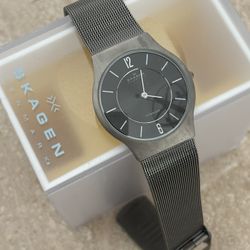 Skagen Charcoal Dial Titanium Slim Men's Watch 
