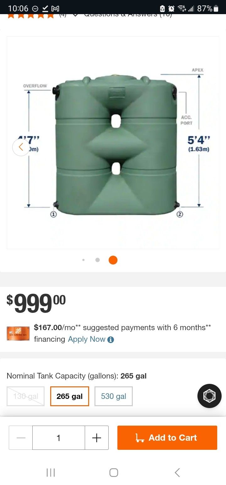 265 Gallon Rain Barrell New