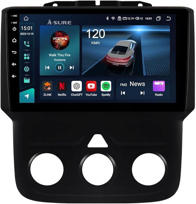 ASURE 9 Inch Car Stereo Radio 4G+64G Dodge Ram 1500 Manual AC 2013-2018 Head Units GPS Wireless Touchscreen CarPlay Android Auto Backup Camera