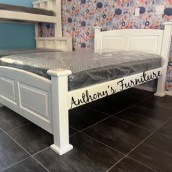 White Full Bed With Mattress 