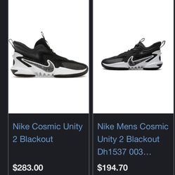 Nike Cosmic Unity 2s Size 8.5M