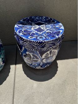 Ceramic indoor/outdoor patio stool