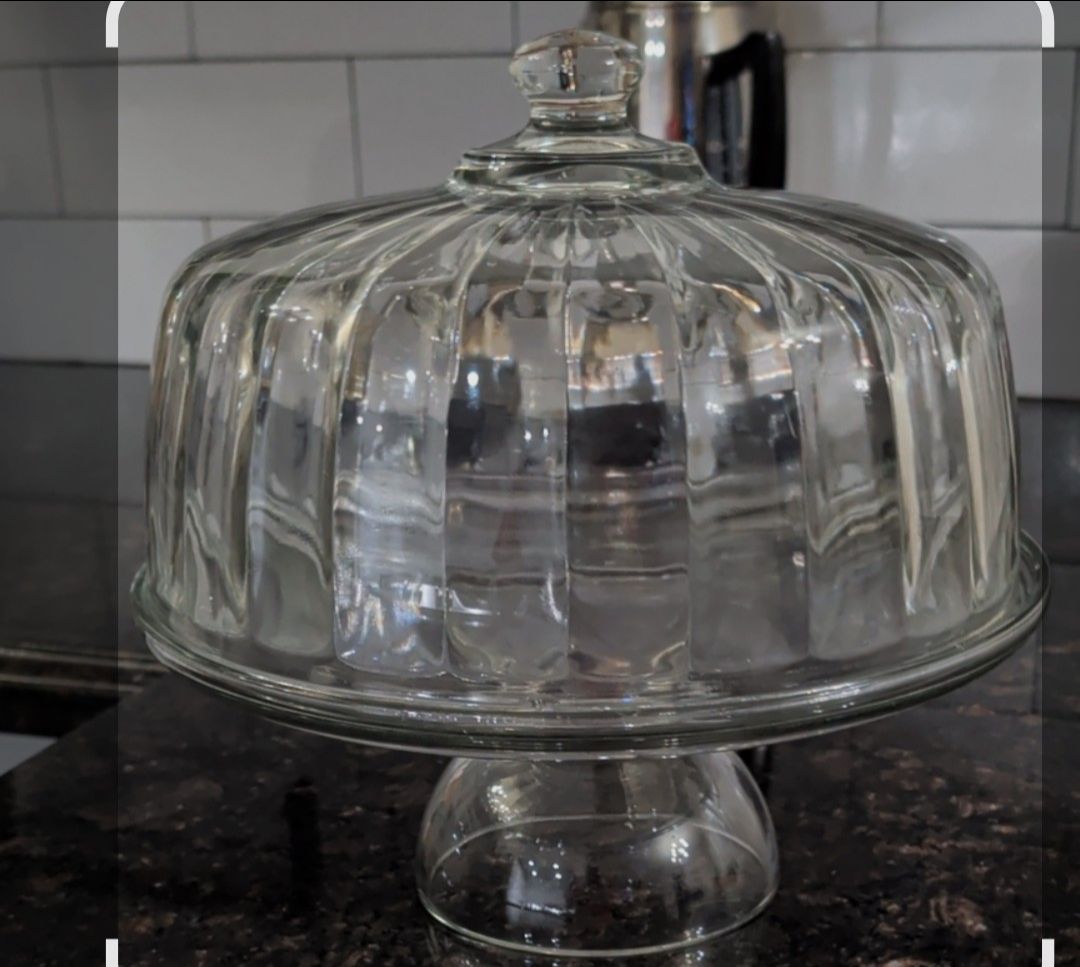 Glass Domed Cake Plate