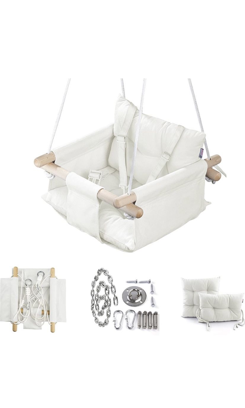 Ivory Canvas Baby Swing