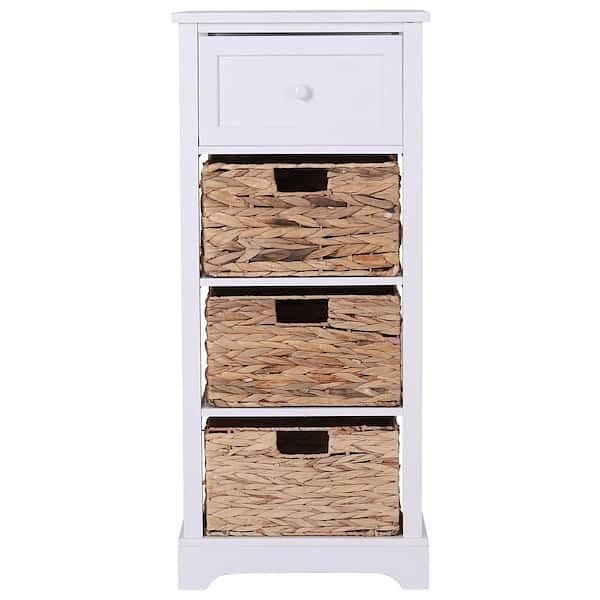 New Decorative Storage Cabinet with Removable Water Hyacinth Woven Baskets for Living Room