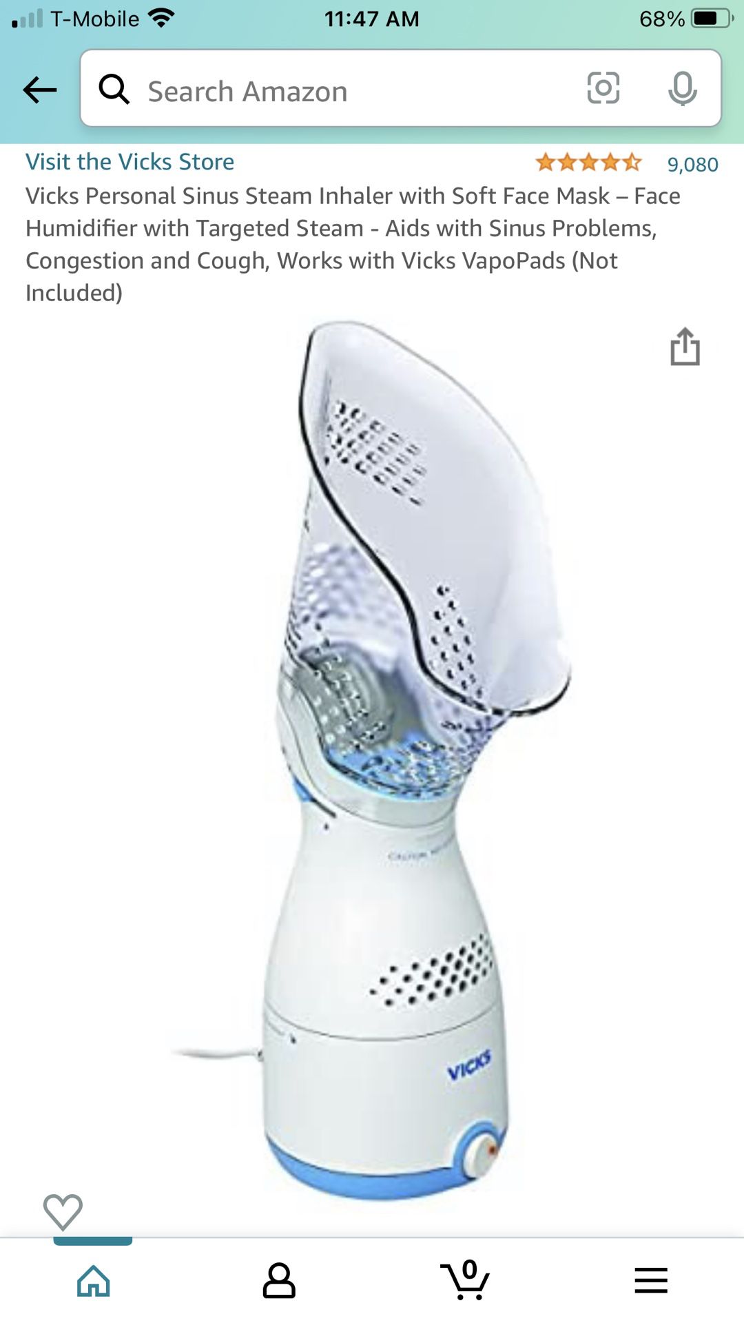 Vicks Personal Sinus steam Inhaler, With Soft Face Mask. 