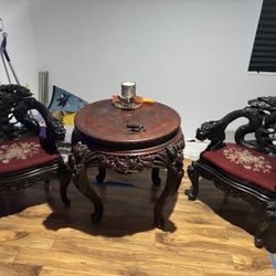 Antique Japanese Dragon Table & Chairs 