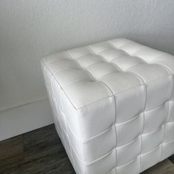 White Quilted Pleather Cube