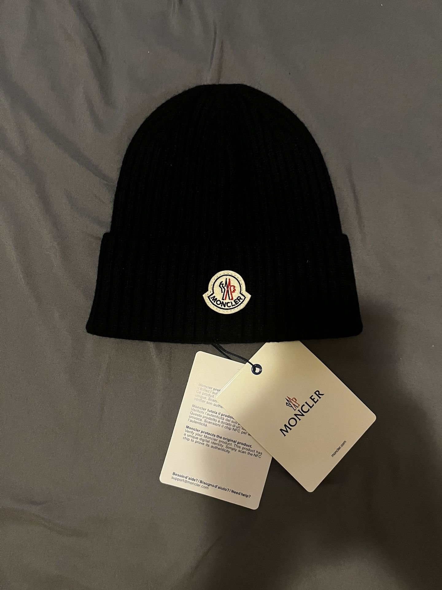*AUTHENTIC* Moncler Unisex Black Cotton Beanie