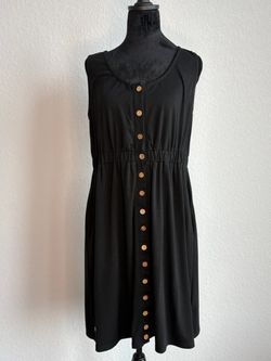Black Sleeveless Button-Front Midi Dress