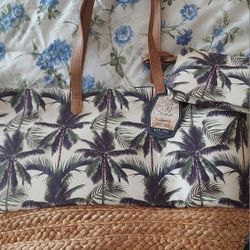 Ladies Plam Tree Bag With Zipper 