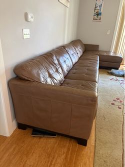 Brown leather couch