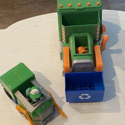 Two Paw Patrol Rocky’s Reuse It Deluxe Recycling Trucks