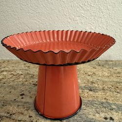 Orange Galvanized Metal Pedestal Stand – Farmhouse Decor