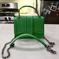 Zara Kelly Green Faux Leather Vegan Crossbody Chain Strap Mini Bag Handbag OS