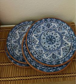 Blue Mandala Terracotta Decorative Plates – Set of 2