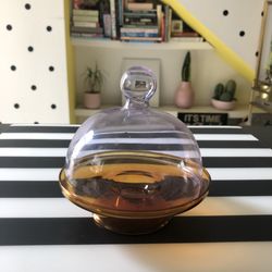 Orange & Purple Tinted Glass Pedestal Cloche - Cupcake Stand